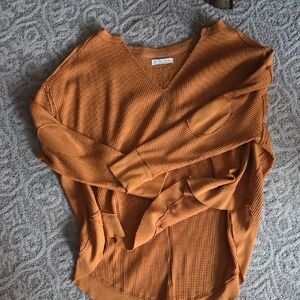 Rust Orange V-Neck Sweater Free People